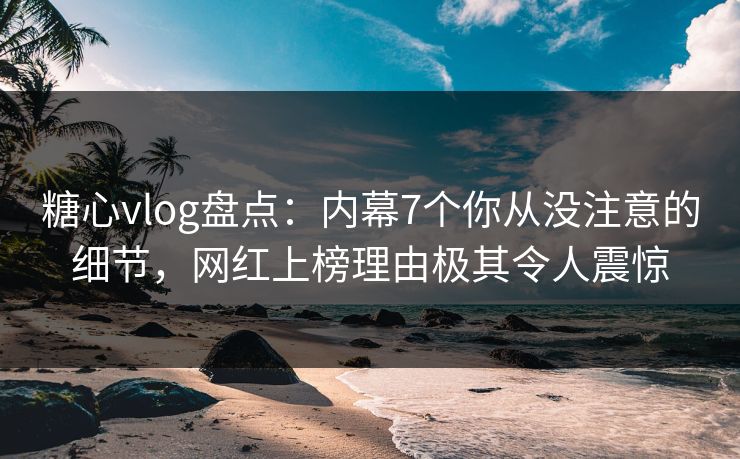 糖心vlog盘点:内幕7个你从没注意的细节,网红上榜理由极其令人震惊 糖心vlog盘点:内幕7个你从没注意的细节,网红上榜理由极其令人震惊