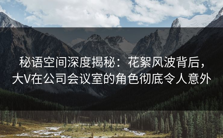 秘语空间深度揭秘：花絮风波背后，大V在公司会议室的角色彻底令人意外