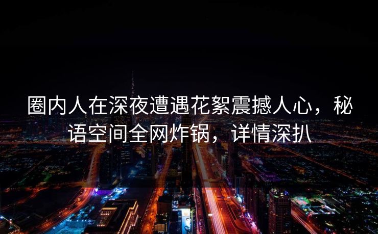圈内人在深夜遭遇花絮震撼人心，秘语空间全网炸锅，详情深扒
