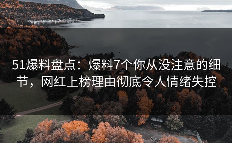 51爆料盘点：爆料7个你从没注意的细节，网红上榜理由彻底令人情绪失控